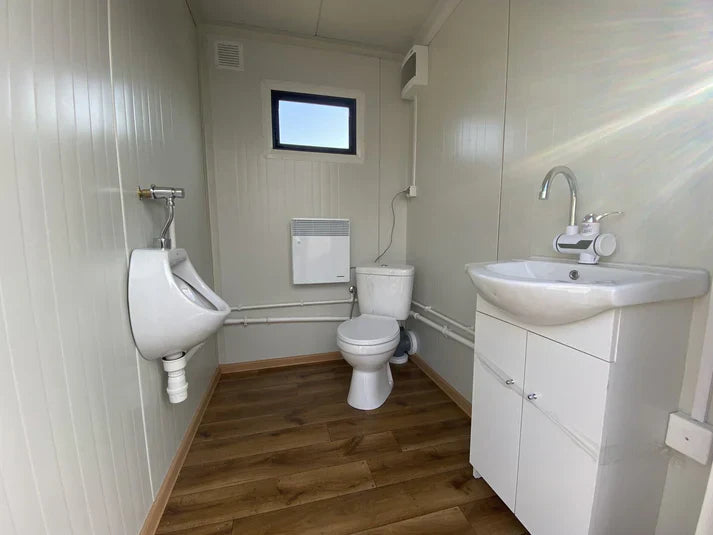 Conteneur sanitaire double avec réservoir à déchets blanc, 3 x 2 mètres agri-tract